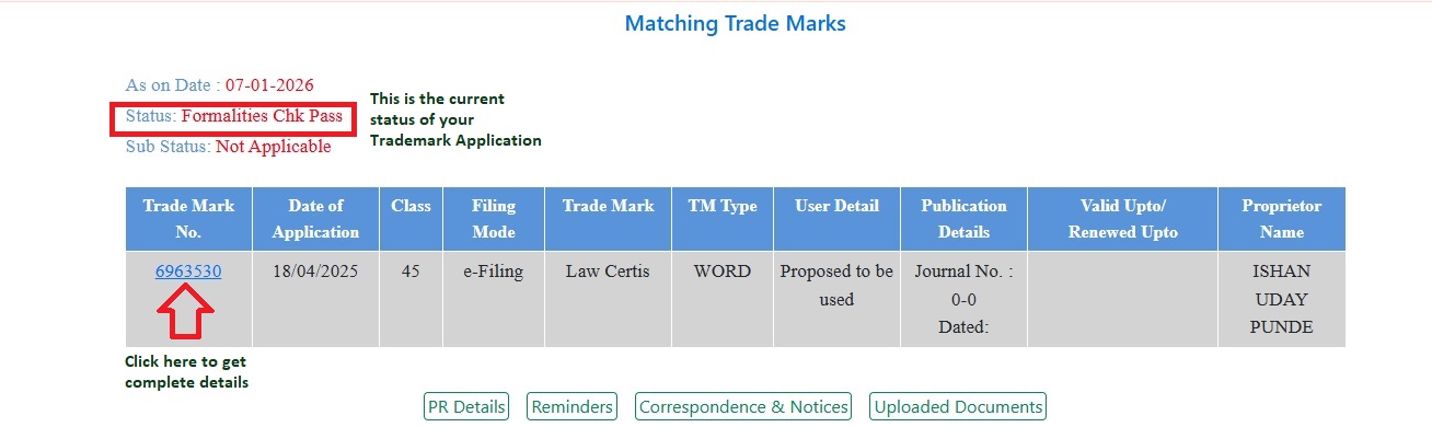 Trademar Status