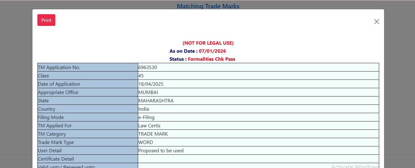 Trademar Status